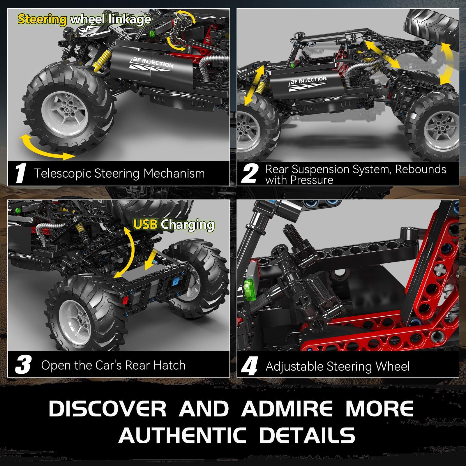 Mould King Climbing Car Building Kit, Remote Control Buggy Off-Road Racing Car Toy Building Blocks Set for Adult (1016+ Pieces)