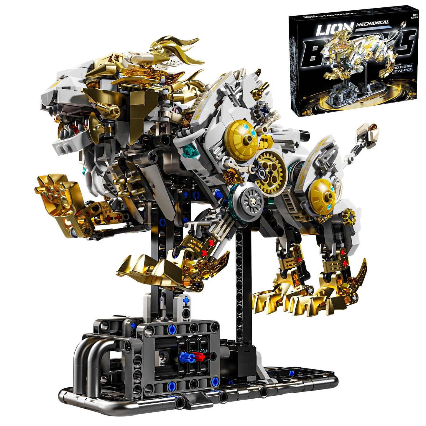 CSNRHG Mechanical Lion Building Block Toy Set Futuristic Mechanical Beast Model with Movable Parts & Gears Premium Mechanical Building Kit