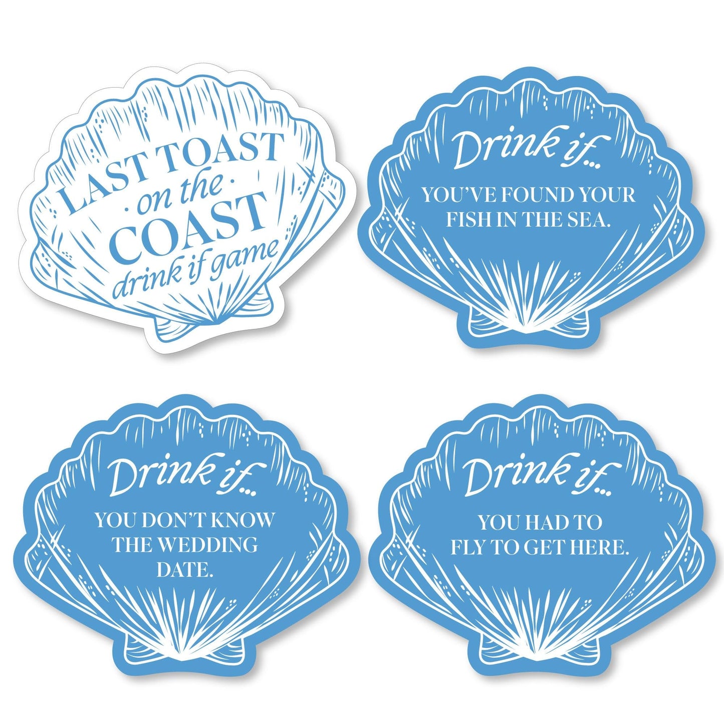Big Dot of Happiness Last Toast on The Coast Drink If Party Game, Coastal Bride Beach Bachelorette Game Cards - Set of 24