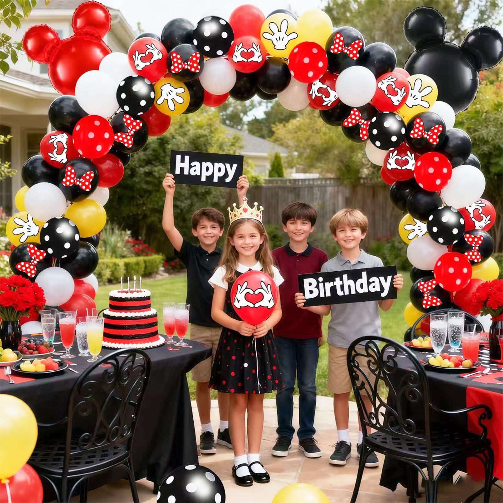 125 Balloon Garland Arch Kit Cartoon Mini Mouse Birthday Decor