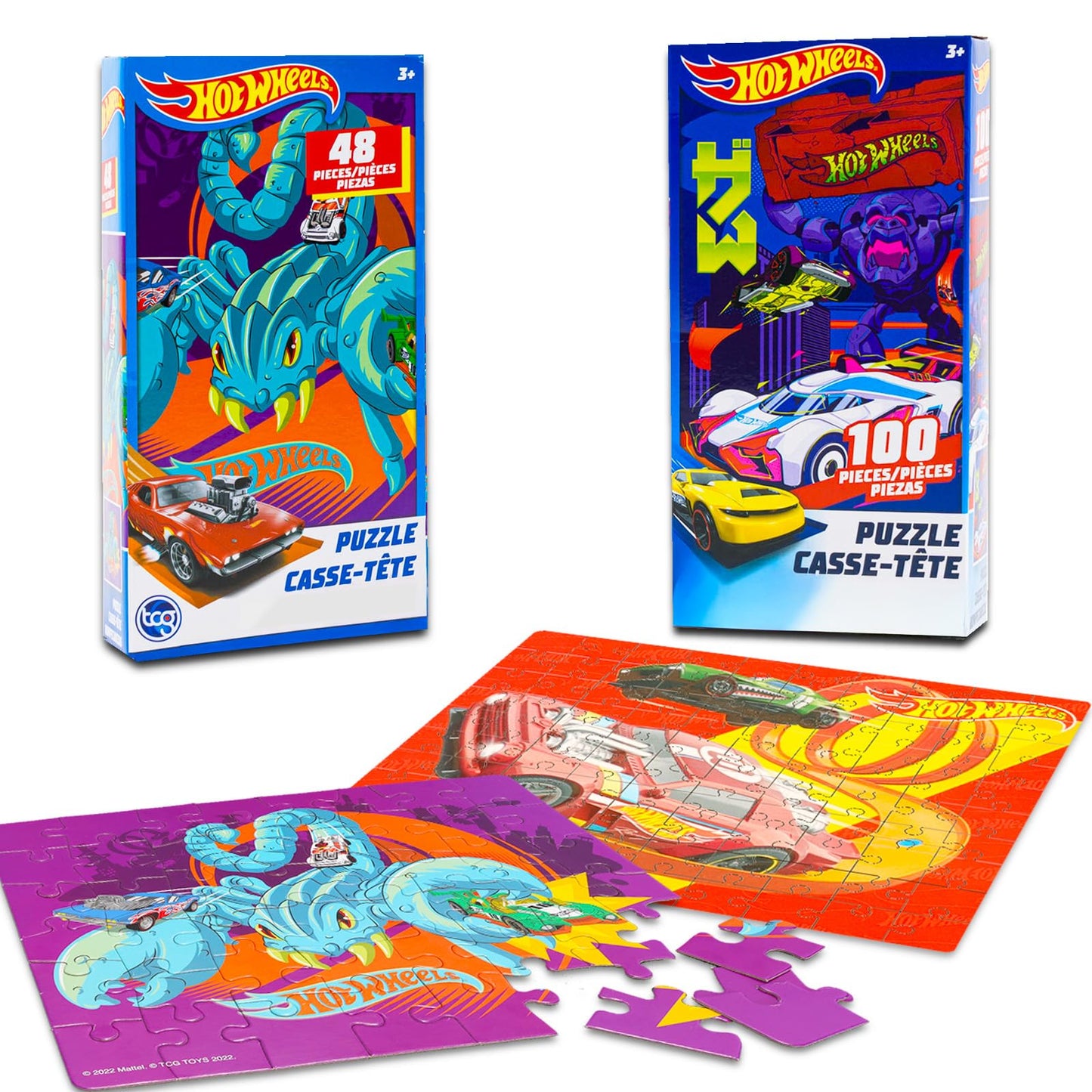 Hot Wheels Jigsaw Puzzles for Kids, Ages 3-5- 2 Pack Bundle