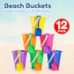 4E's Novelty 12 Sets 5.5" Sand Buckets and Shovels for Kids Bulk (12 Pack) Small Beach Bucket for Summer Outdoor Sand Toys, Party Favors, Basket