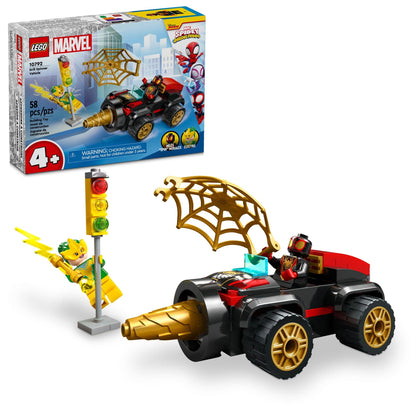 LEGO Marvel Drill Spinner Vehicle, Miles Morales Spin Car with 2 Minifigures, Marvel Toy from Disney+ TV Series Spidey and His Amazing Friends, Gift