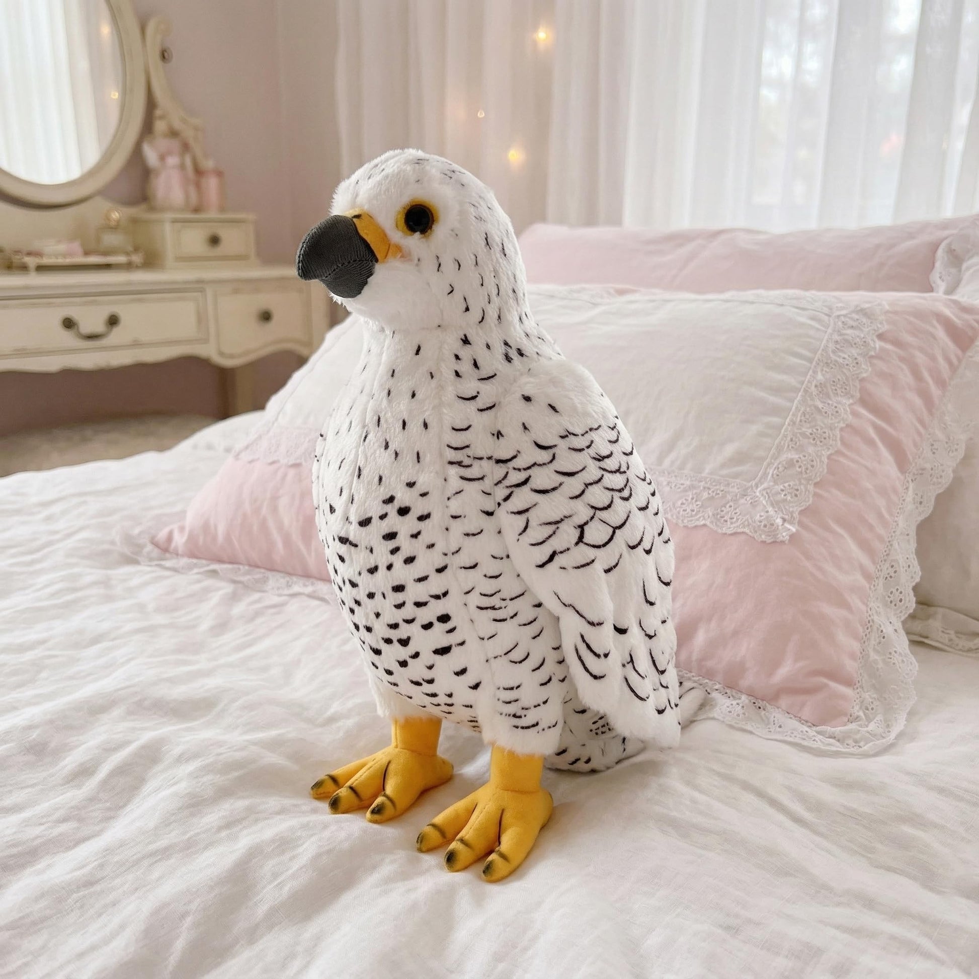 BABY FRANKIEZHOU Simulation White Gyrfalcon Bird Soft Stuffed Plush Toy|Super Falcons Dolls Cute Lifelike Model Gifts|Perfect for Science