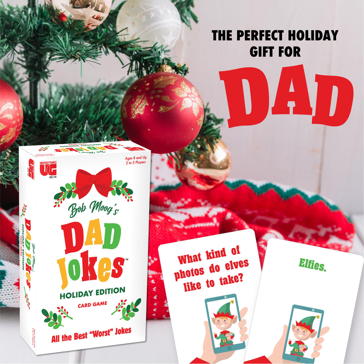 Dad Jokes Holiday Edition Christmas Family Party Game, 2-6 Players Ages 8+