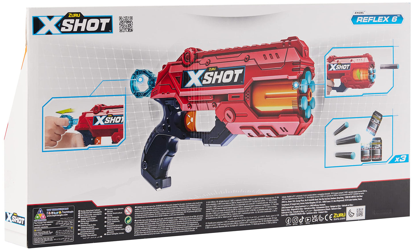 X-Shot Excel Double Reflex 6 Foam Dart Blaster Combo Pack (16 Darts 3 Cans) by ZURU