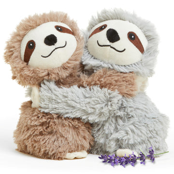 warmies Hugs Duo, Microwavable & Weighted Stuffed Animals, Sloth - Heated Stuffed Animal Plushie for Warmth & Comfort - Cute Soft Plush Toys
