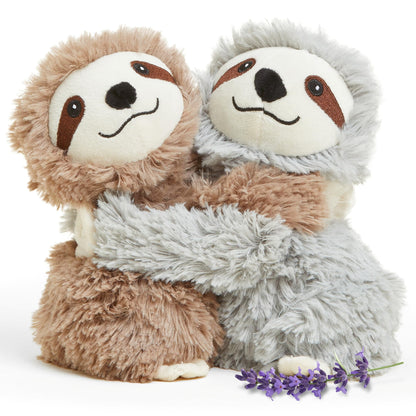 warmies Hugs Duo, Microwavable & Weighted Stuffed Animals, Sloth - Heated Stuffed Animal Plushie for Warmth & Comfort - Cute Soft Plush Toys