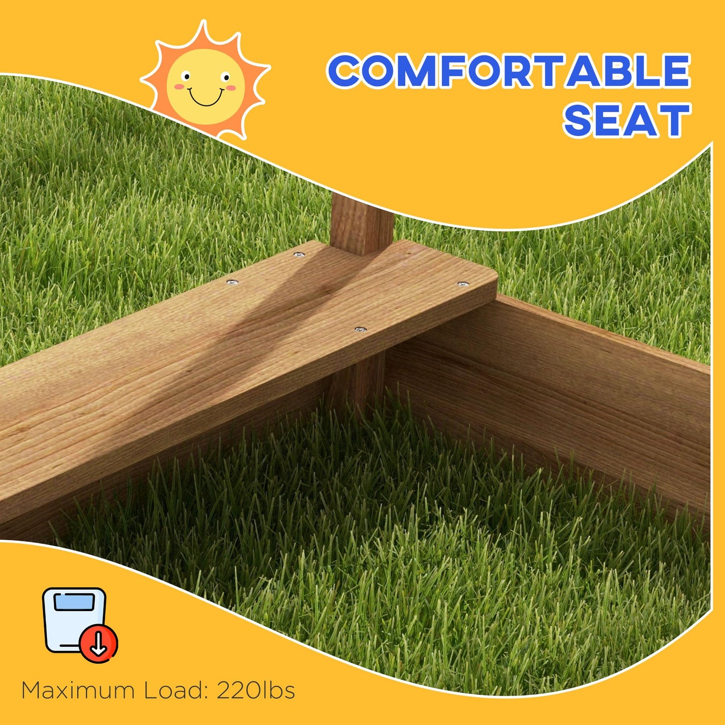 Outsunny Wooden Sandbox with Canopy for 3-7 Years Old 49"x46"x57.5" Brown