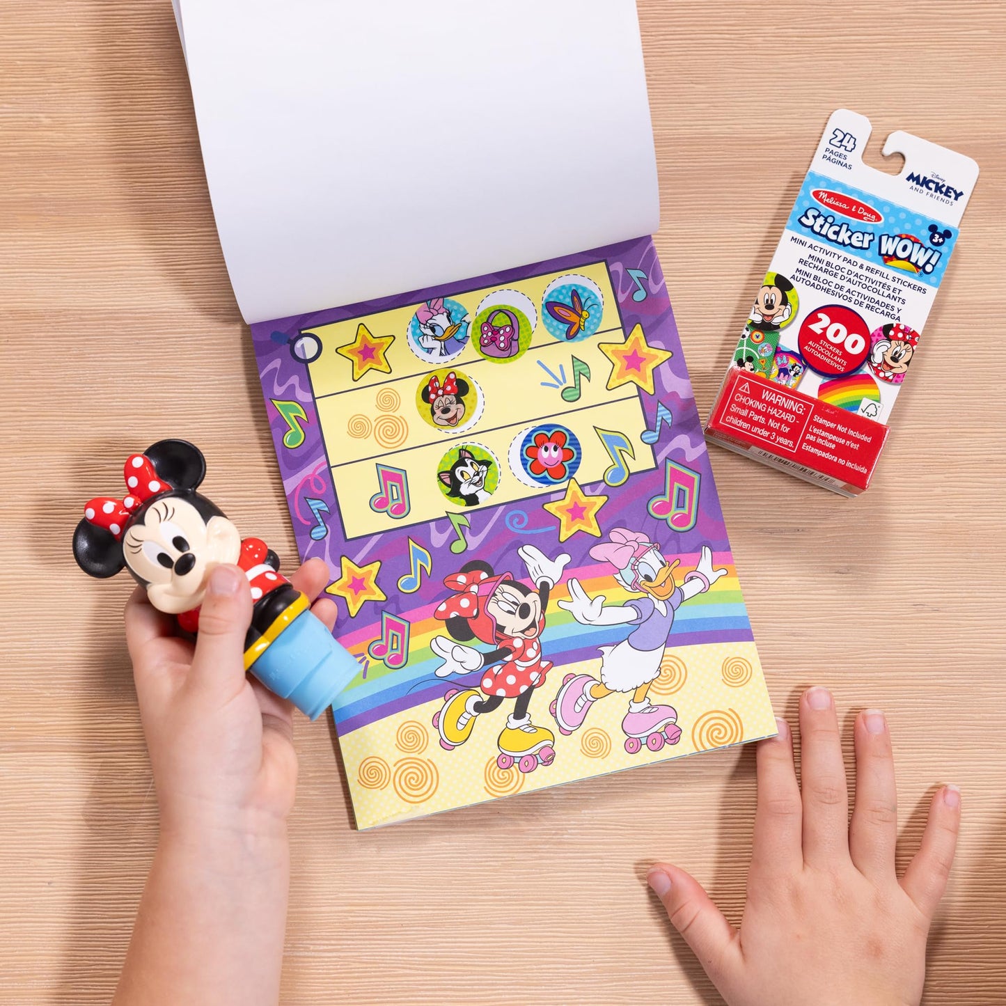 Melissa & Doug Sticker Wow!™ Disney Minnie Mouse Bundle: 24-Page Activity Book, Refillable Sticker Stamper, Mini Pad, 500 Stickers, Arts and Crafts