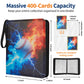 FLAIR GIFTS Baseball 4-Pocket Trading Card Binder with Zipper, Fits 400 Cards; PU Leather Collector Album for Pokemon, Sports Cards, TCG & Kpop