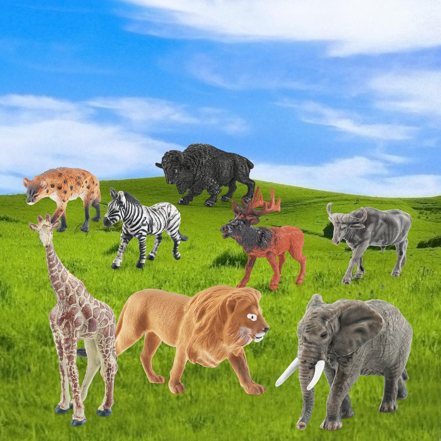 BRETOYIN 21PCS Mini Wild Animals Figurines Toys Set Savanna Jungle Animals Figures Mini Party Favor Cake Topper South Africa Zoo Animals Toys for Kids
