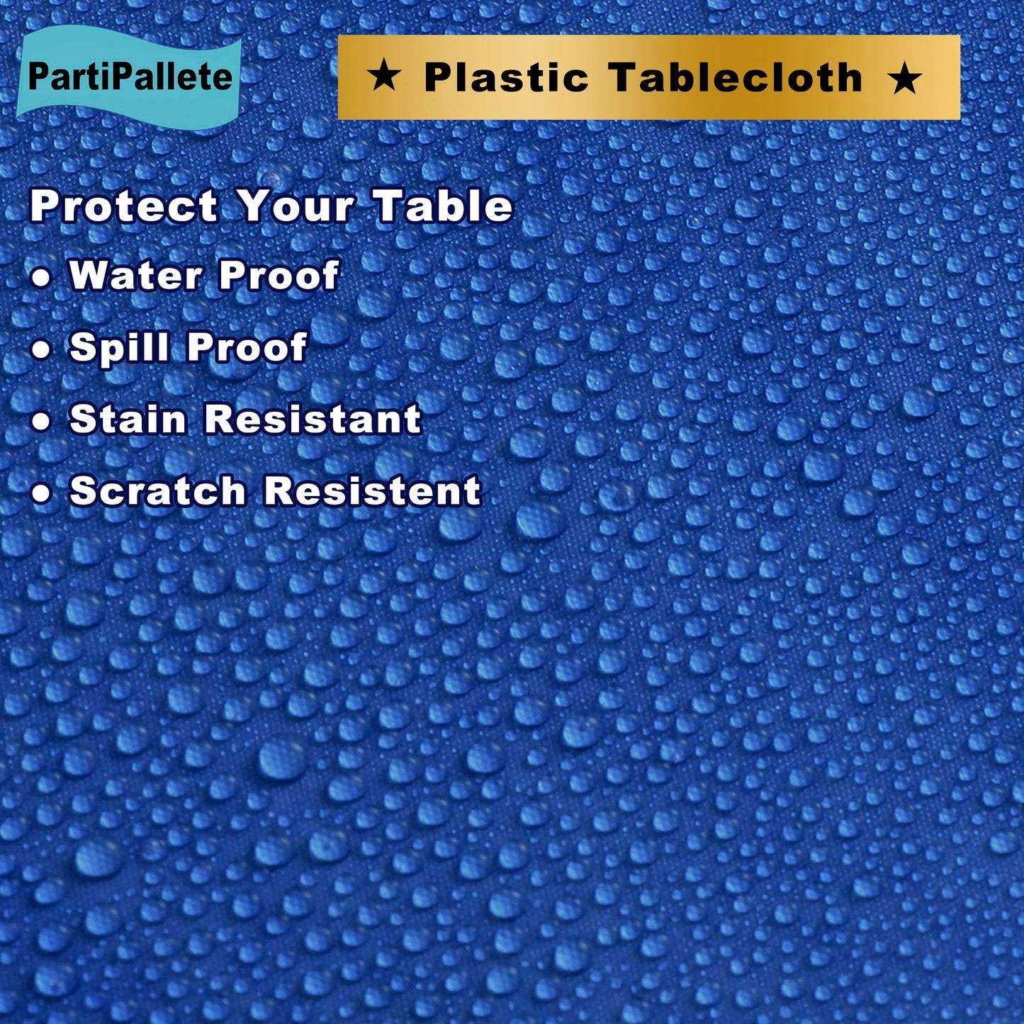 PartiPallete 3-Pack Premium Plastic Dark Royal Blue Tablecloth Disposable 54" x 108" Rectangle Table Cover PEVA Party Sapphire Ocean Blue Table Cloths