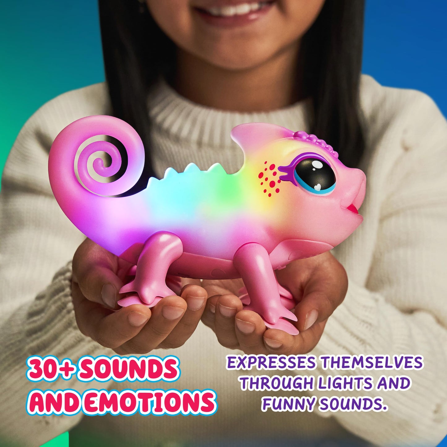 Little Live Pets Nova The Li’l Chameleon Toy, Interactive Light Up Toy Pet with 30+ Sounds and Beat Detection, Interactive Animal Toys for Ages 5+