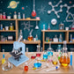 Blue Miniature Microscope, Plastic Dollhouse Mini Laboratory Tool for Dollhouse Science STEM Scene, Experiment Scene Doll House Kit for 1:12 Scale