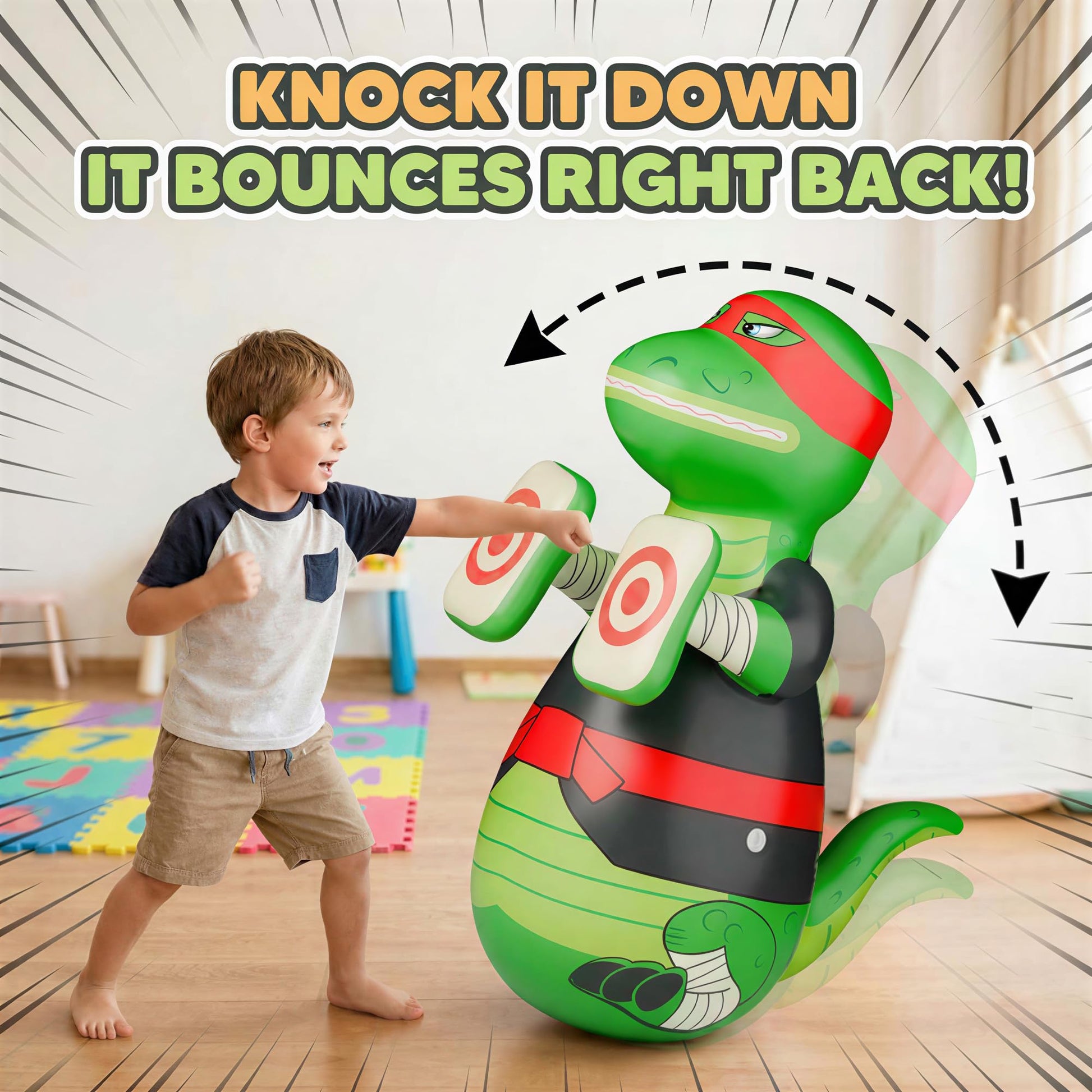iPlay, iLearn Kids Inflatable Punching Bag, Toddler 49" Blow up Boxing Toys