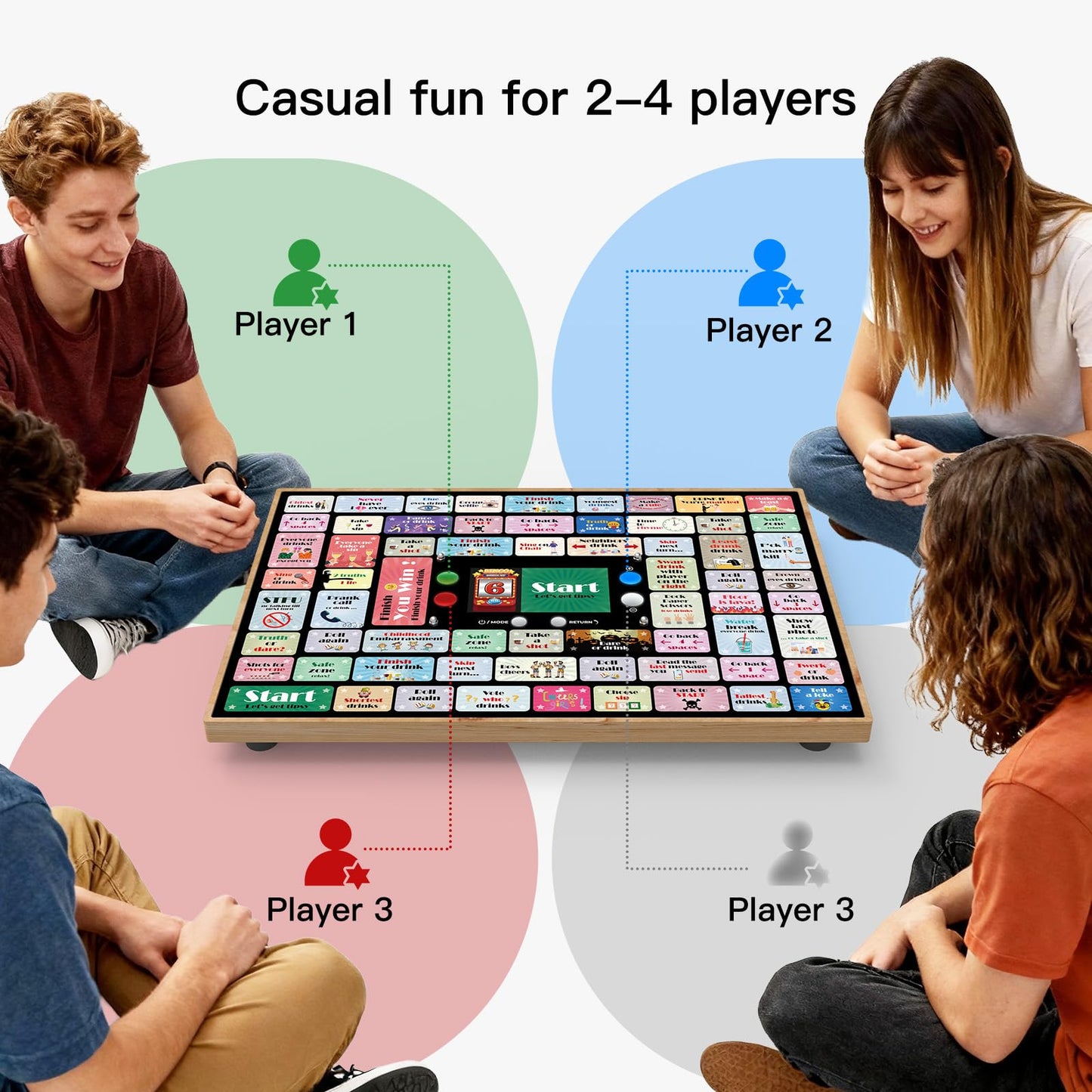 Electronic Drinking Games for Adults, Automatic Board Game for Adults Party with Screen & Music, 2-4 Players Interactive Bar & Party Drinking Board