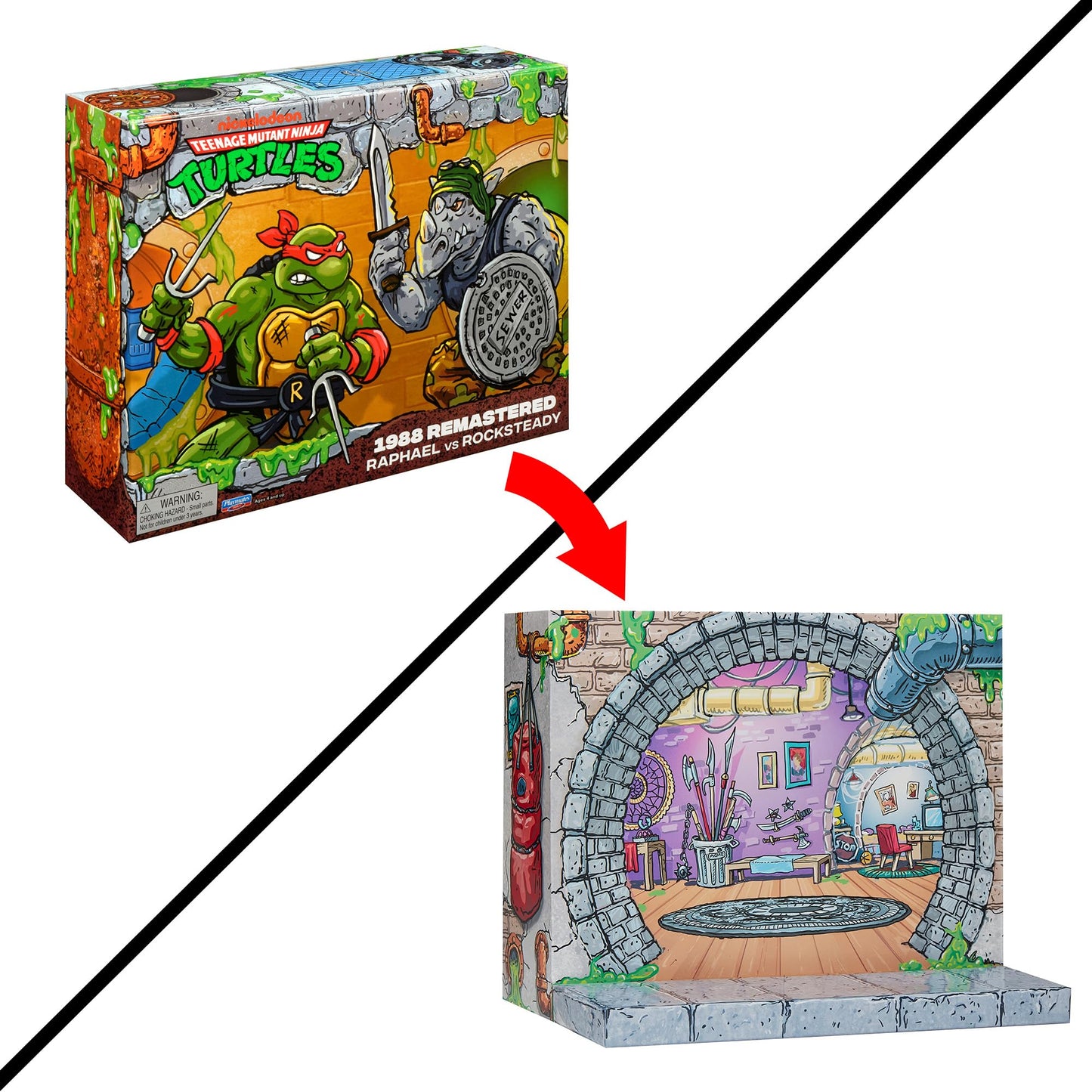 Teenage Mutant Ninja Turtles Classic Remastered Raph vs. Rocksteady 2-Pack by Playmates Toys