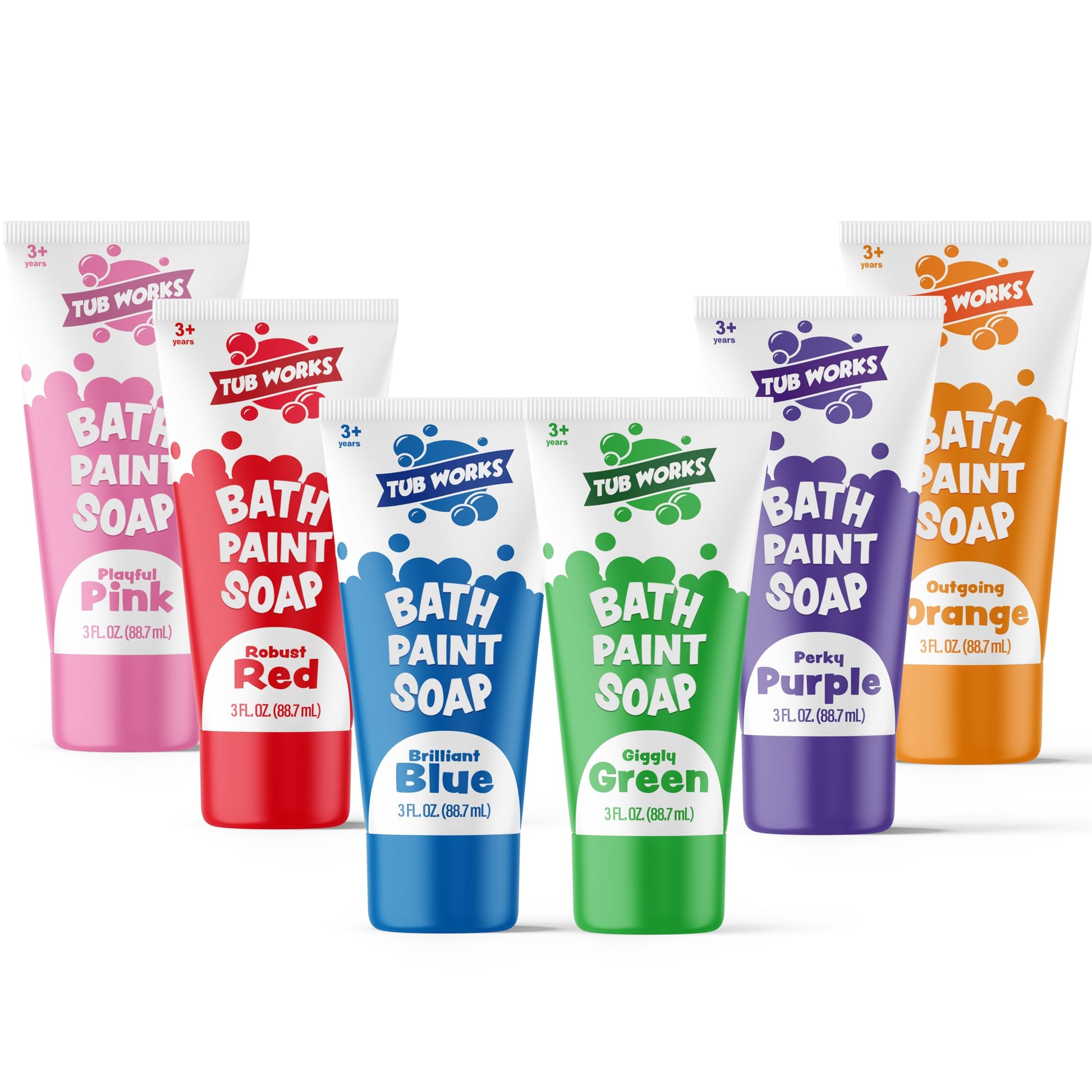 Tub Works® Bath Paint Soap Bath Toy, Classic 6 Pack | Non-Toxic | Washable Bathtub Paint for Finger Painting on Tub Walls | Ideal Toddler Bath Toys