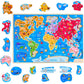 Montessori Mama World Map Wooden Puzzle, Continents and Oceans Puzzles for Kids Ages 4-6. Perfect Educational Toys for 4 Year Old Including Global