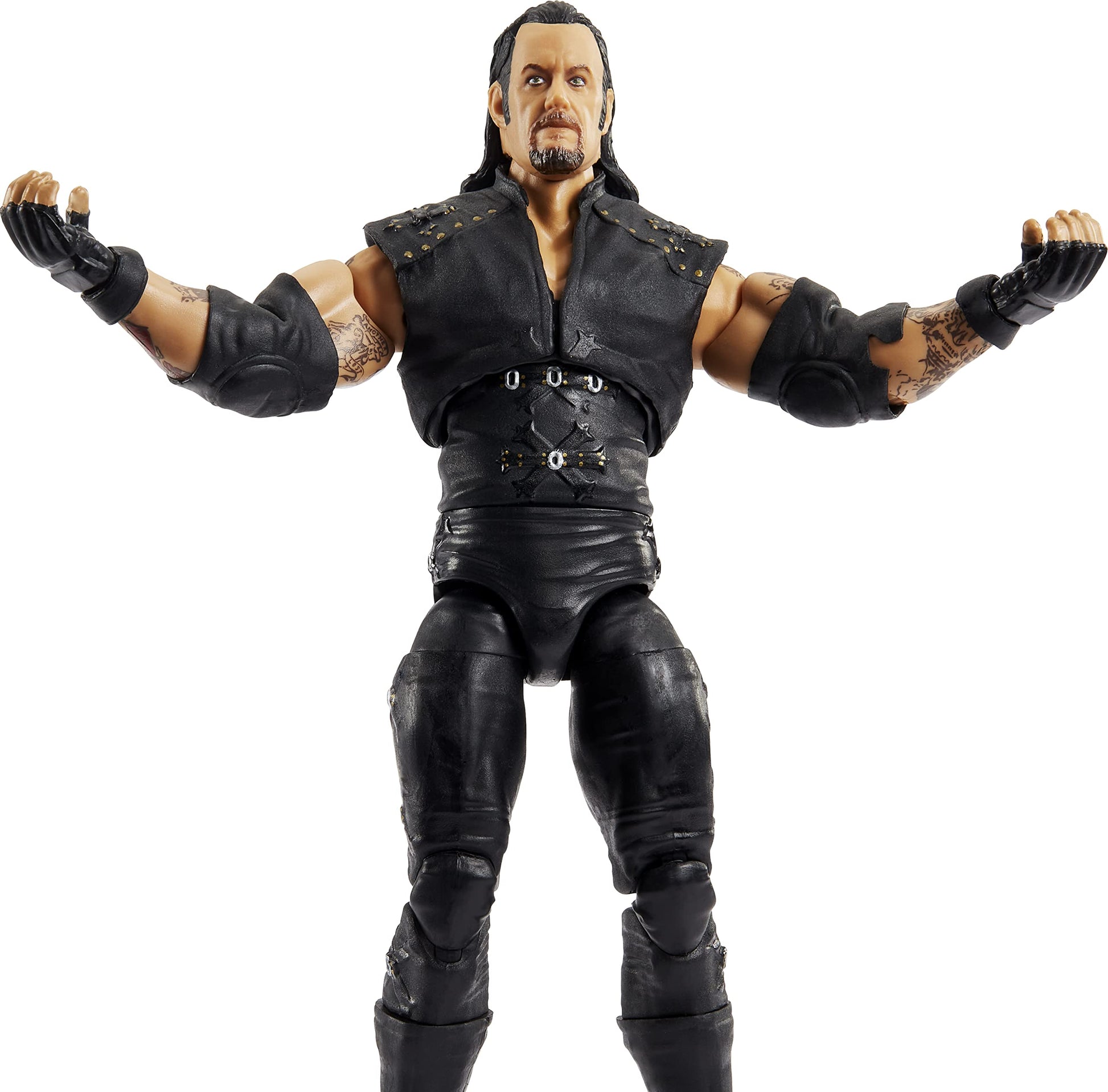 WWE Ultimate Edition Undertaker Action Figure, 6-inch Collectible with Extra Heads, Swappable Hands & WrestleMania XIV Entrance Jacket for Ages 8