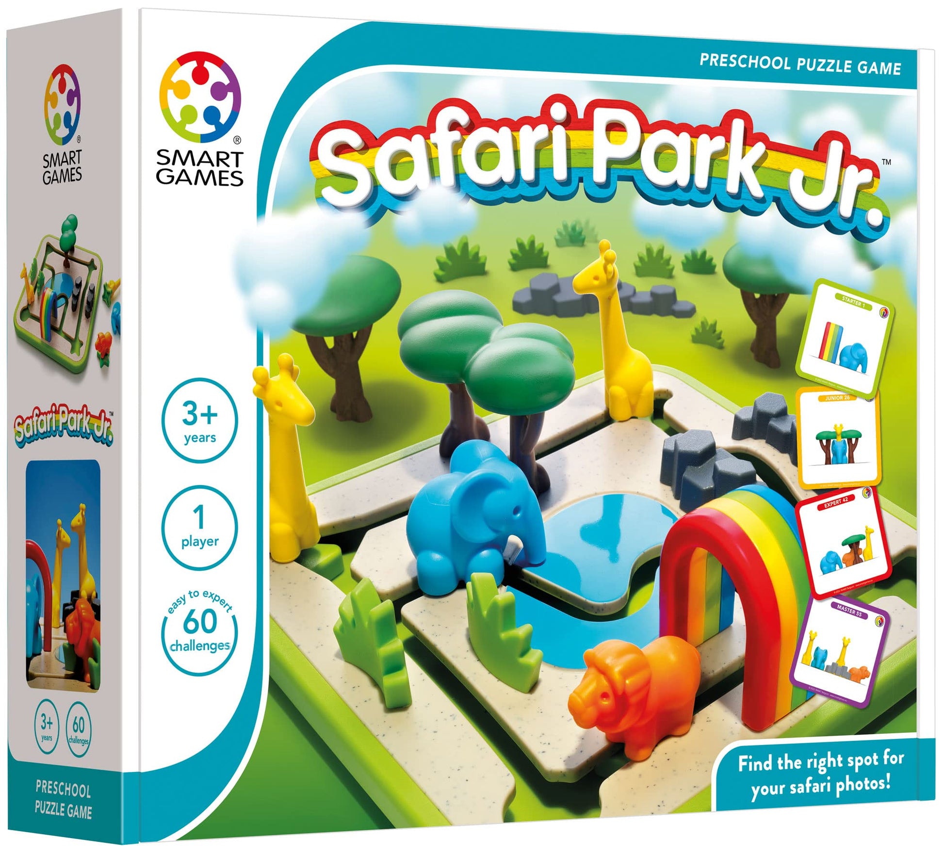 SmartGames Safari Park Jr. - Preschool Navigation & Matching Logic Puzzle | 60 Challenges | Safari Animals | Ages 3+