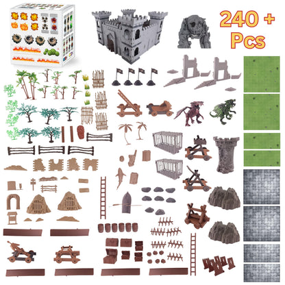 Dungeons & Dragons Castle Set | 240+ Pieces, Dragons, Double-Sided Battle Map | Modular DND Terrain, Miniatures Set for Dungeon Masters Pathfinder DND