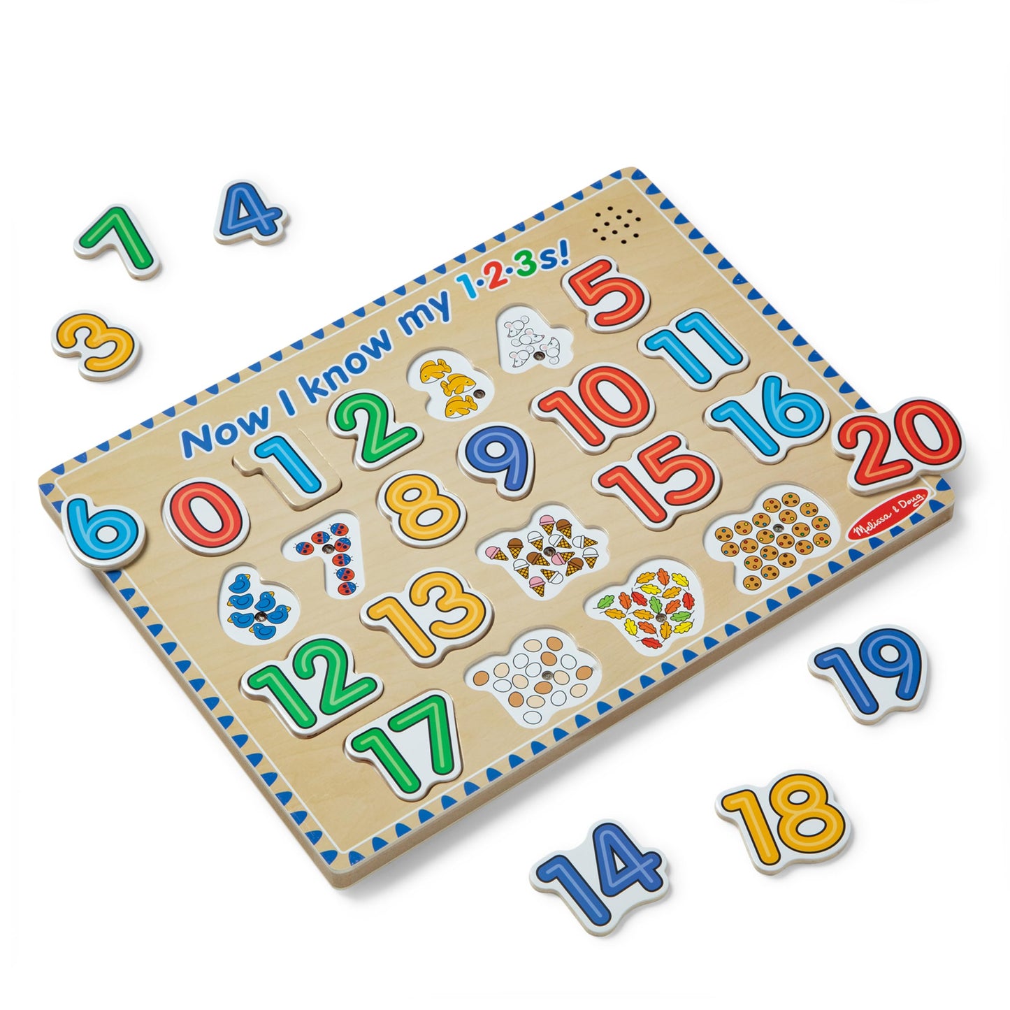 Melissa & Doug Numbers Sound Puzzle - Wooden Counting Puzzle with Light-Activated Sound Effects (21 Pcs)