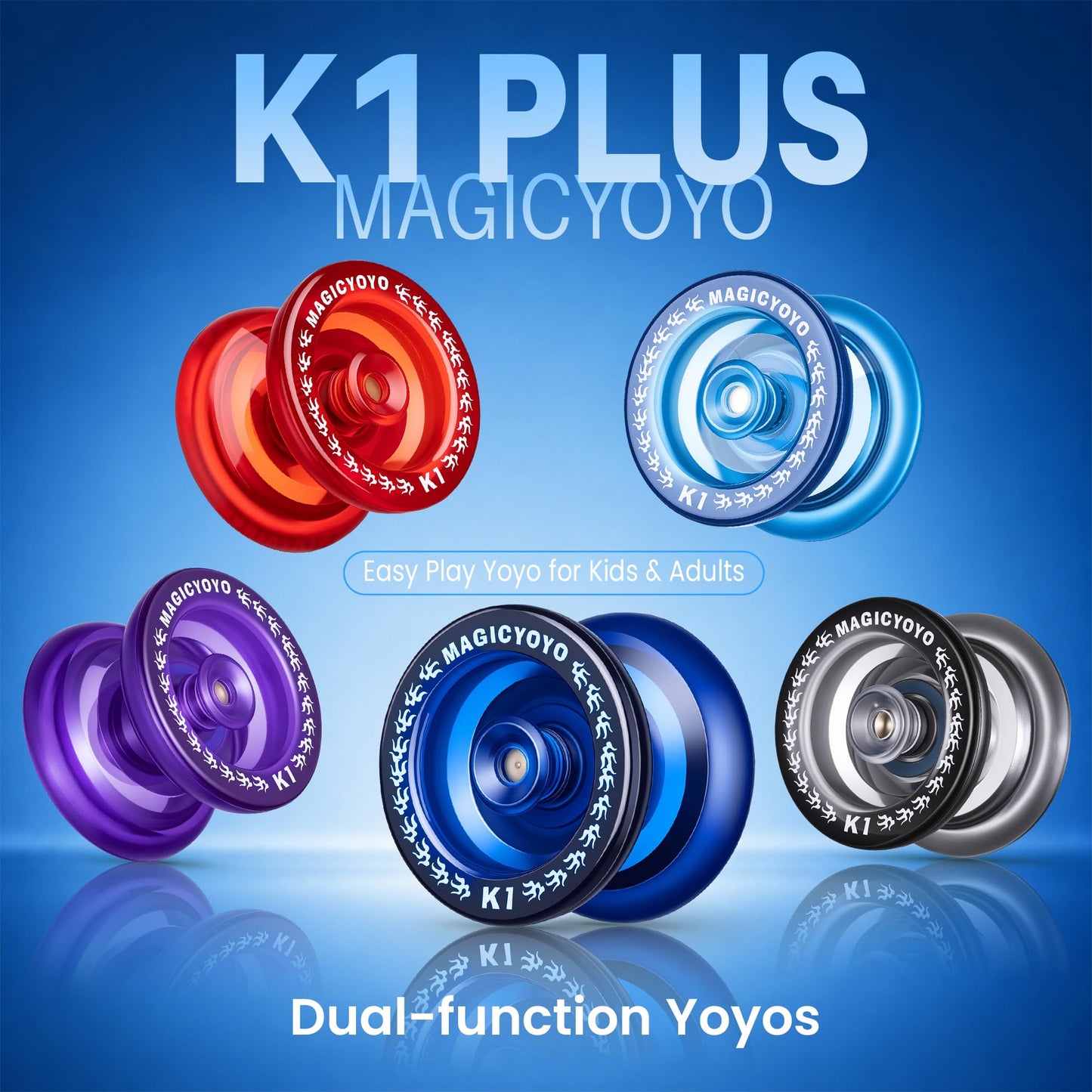 MAGICYOYO K1 Plastic Responsive YoYo for Kids 8-12 with Hubstacks-Dark Blue