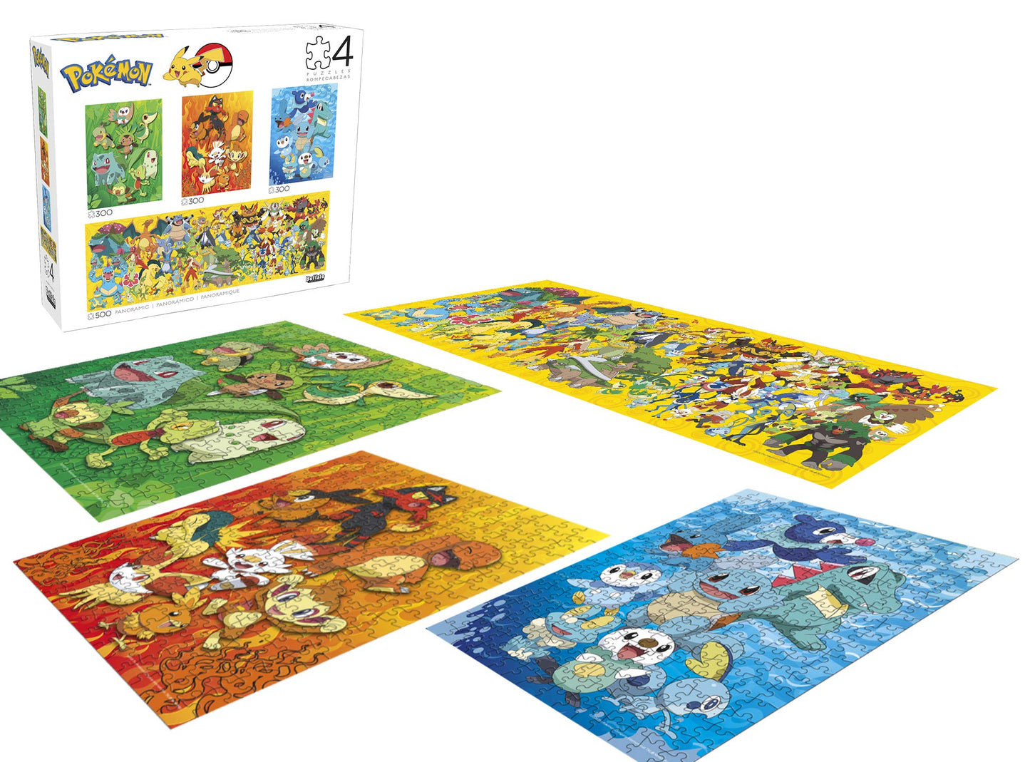 Buffalo Games - Pokémon First Partner - 4 Pack, 300-500 Piece Puzzles