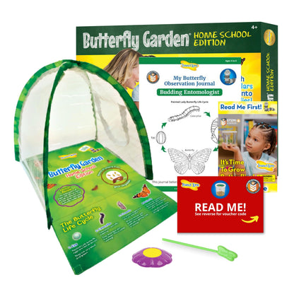 Insect Lore Butterfly Garden with All-Inclusive Voucher to Redeem Caterpillars, Ultra-Clear Dome Habitat - Butterfly Raising Kit, Raise 5 Painted Lady