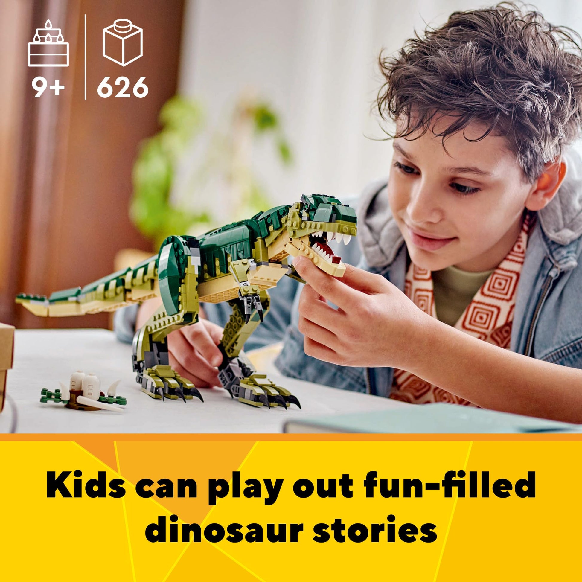 LEGO Creator 3 in 1 T Rex Toy - Dinosaur Toy Building Set for Kids, Boys & Girls, Ages 9+ - 3 Building Options, T-Rex to Triceratops to Pterodactyl -