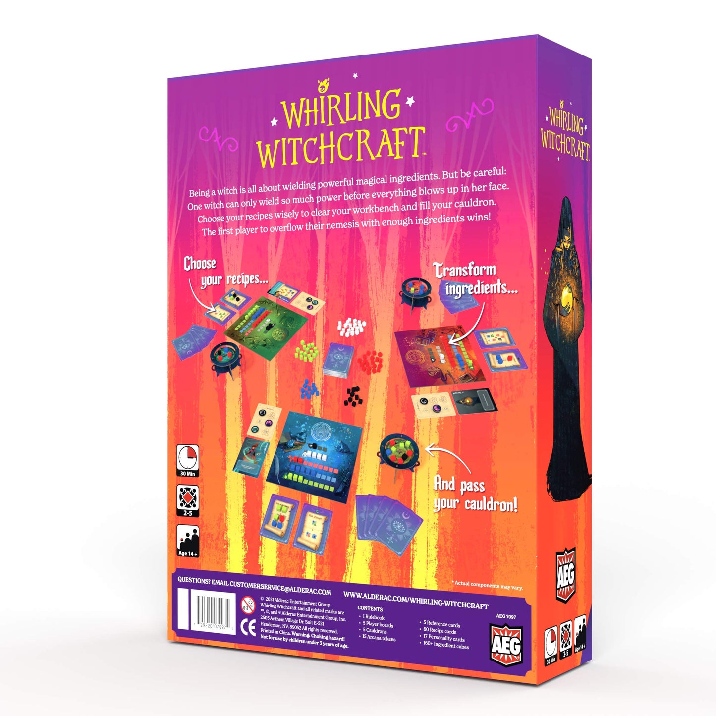 AEG Whirling Witchcraft | Use Recipes, Generate Magical Ingredients & Overflow Opponent's Cauldron | Halloween Board Game | 2-5 Players | Ages 10+