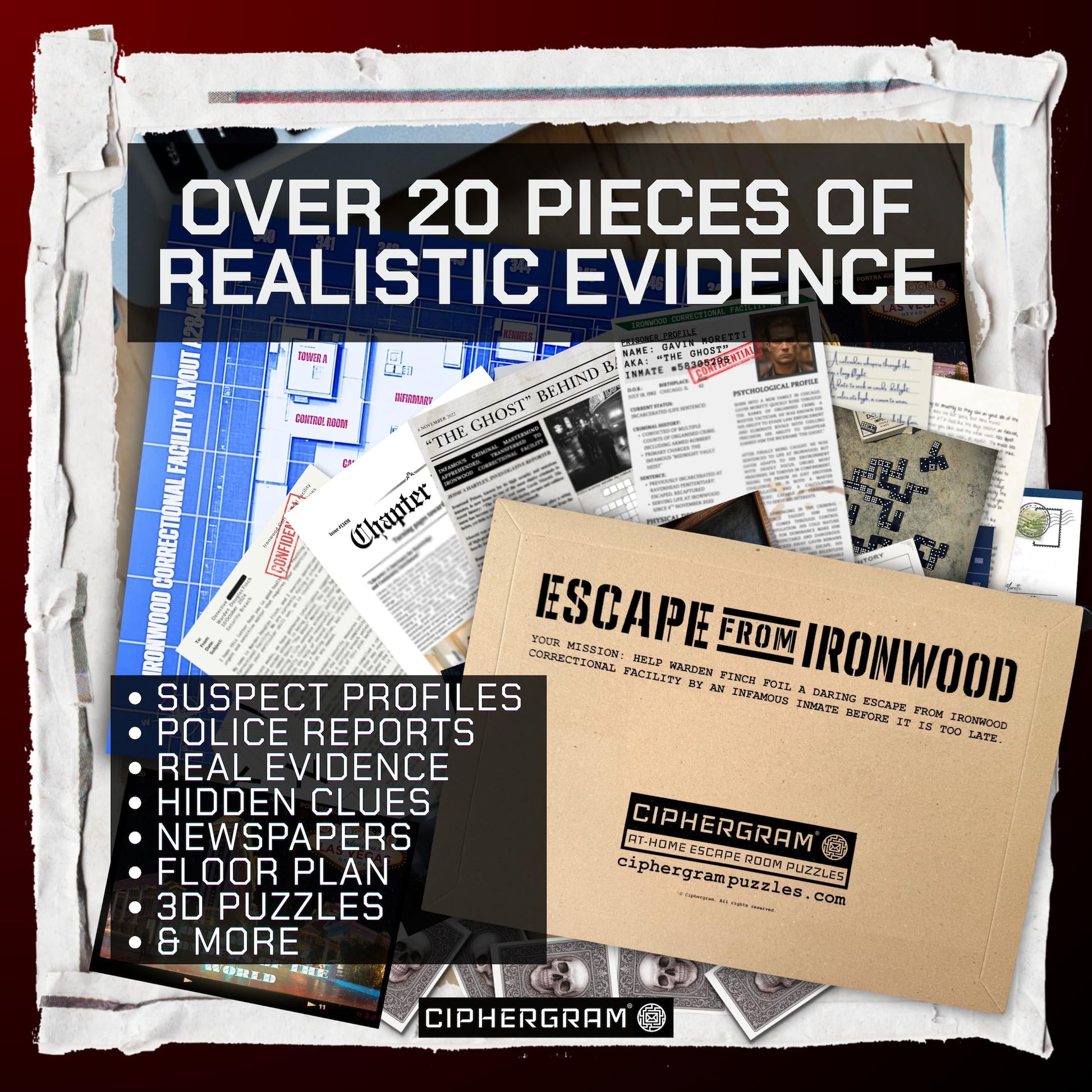Escape from Ironwood: At-Home Escape Room Game | 3 Part Physical + Digital Mystery in an Envelope | Decode Clues, Examine Evidence, Crack the Final
