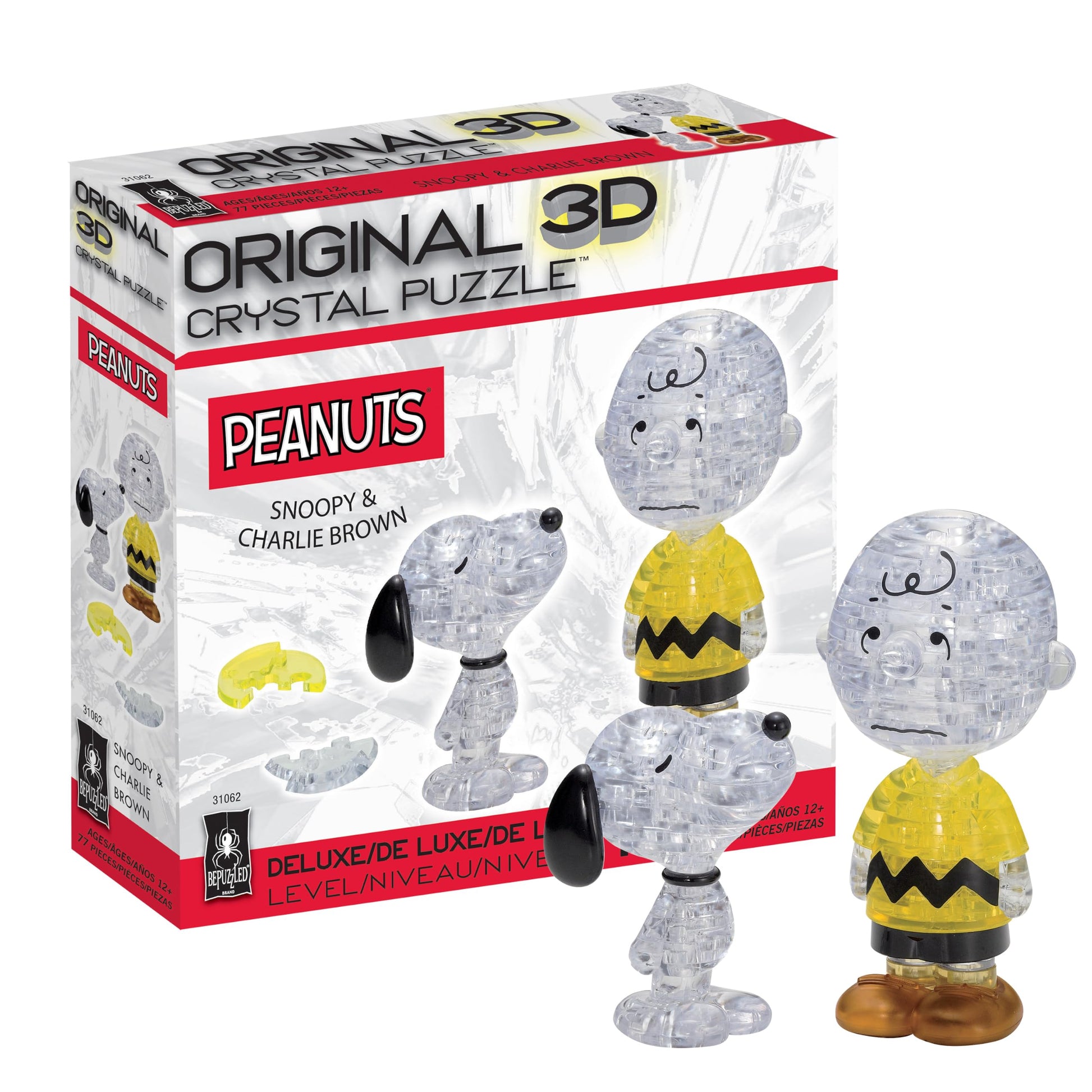 Snoopy and Charlie Brown Deluxe Original 3D Crystal Puzzle from BePuzzled, 3D Crystal Puzzles and Brainteasers for Puzzlers and Collectors Ages 12