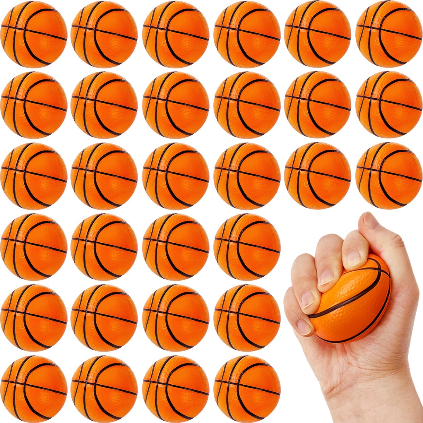 30 Pack 2.5 Inch Basketball Stress Ball,Mini Soft Foam Basketballs,Squeeze Sports Balls for Sport Theme Party Favor Kids Decoration Stress Relief