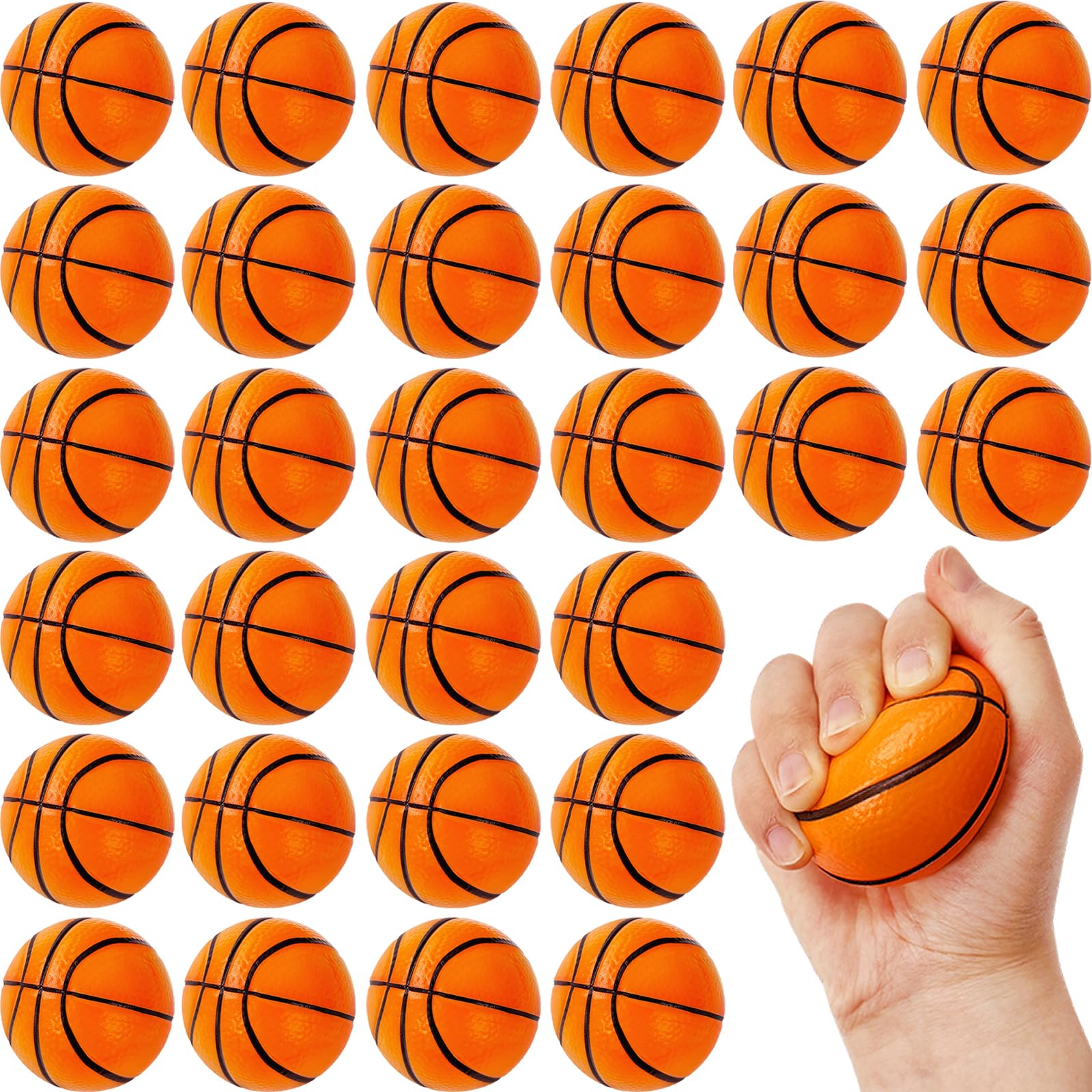 30 Pack 2.5 Inch Basketball Stress Ball,Mini Soft Foam Basketballs,Squeeze Sports Balls for Sport Theme Party Favor Kids Decoration Stress Relief