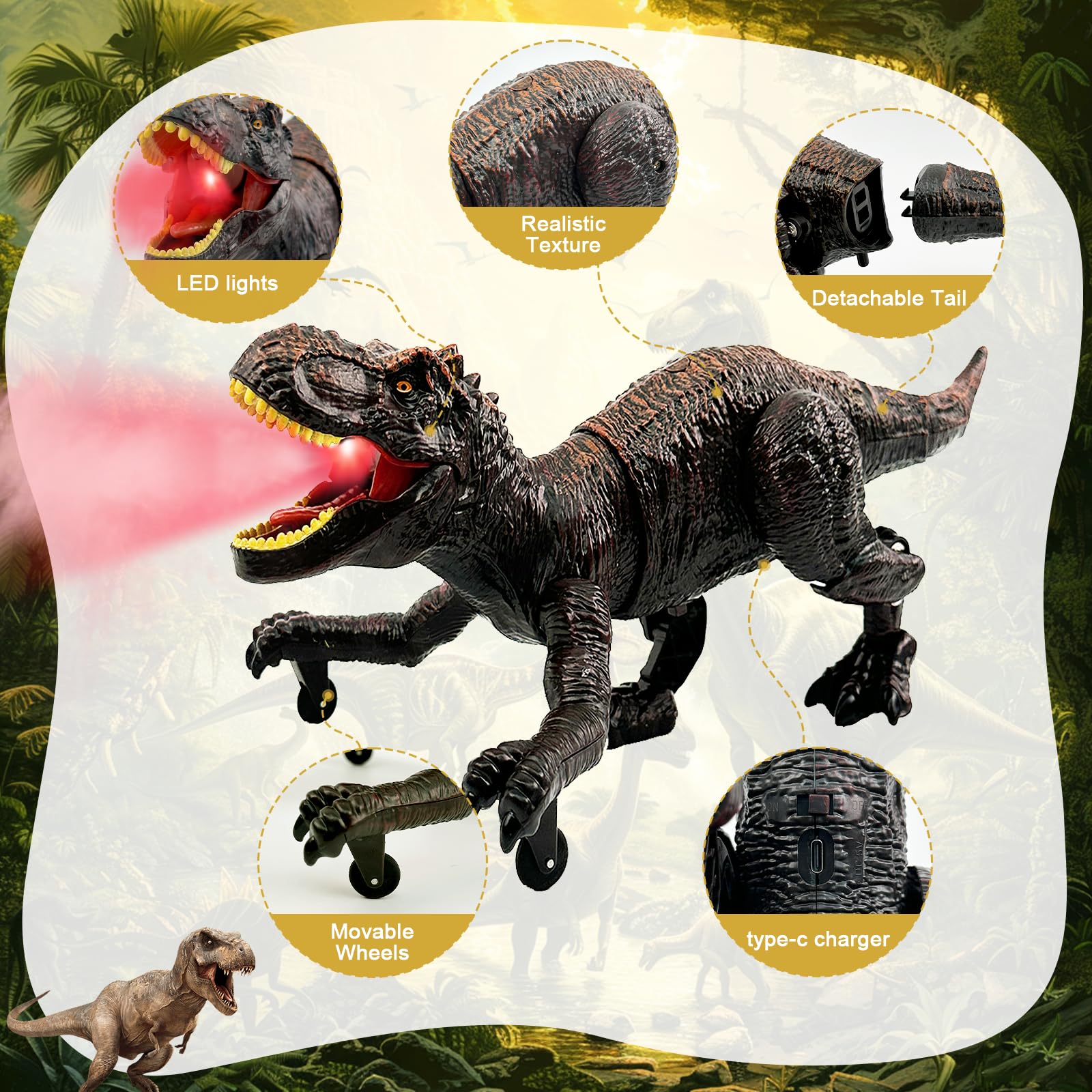 TALGIC Remote Control Dinosaur Robot Toy for Boys 4-7, RC Dinosaur with Realistic Legs & Spray Stream for Kids 3 4 5 6 7 9 Year Old Boy Birthday Gift