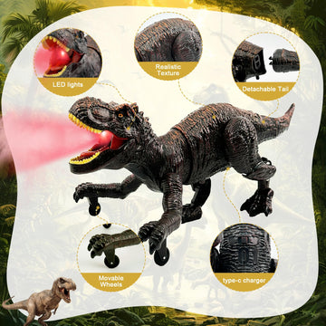 TALGIC Remote Control Dinosaur Robot Toy for Boys 4-7, RC Dinosaur with Realistic Legs & Spray Stream for Kids 3 4 5 6 7 9 Year Old Boy Birthday Gift