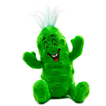 The GigglePickles - BrineStein 6” Plush Pickle - Shake for Giggle Sound (No Batteries) - Embroidered Funny Face - Textured Stipples, Top Loop