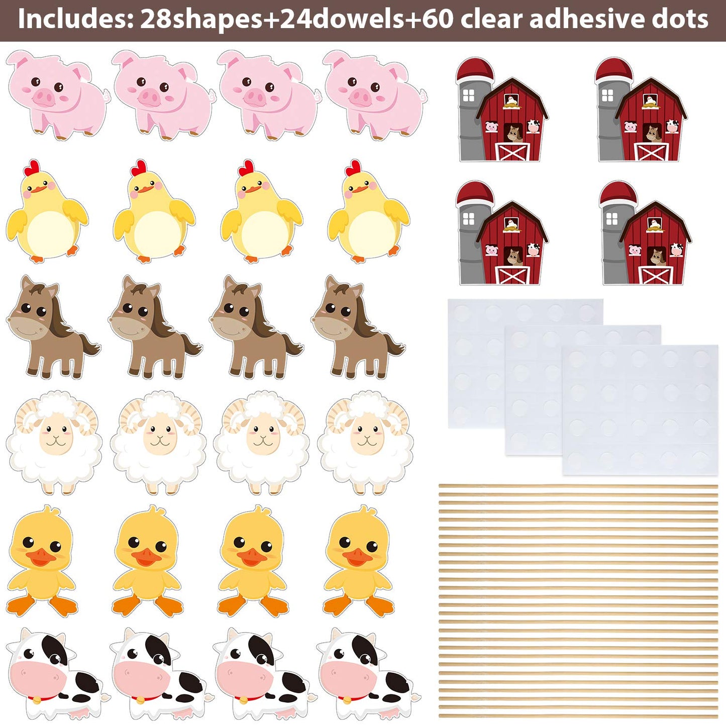 Blulu 28 Pieces Farm Animal Party Decorations Farm Animals Centerpiece Sticks Cutouts Table Toppers for Theme Party Birthday County Fair Decorations