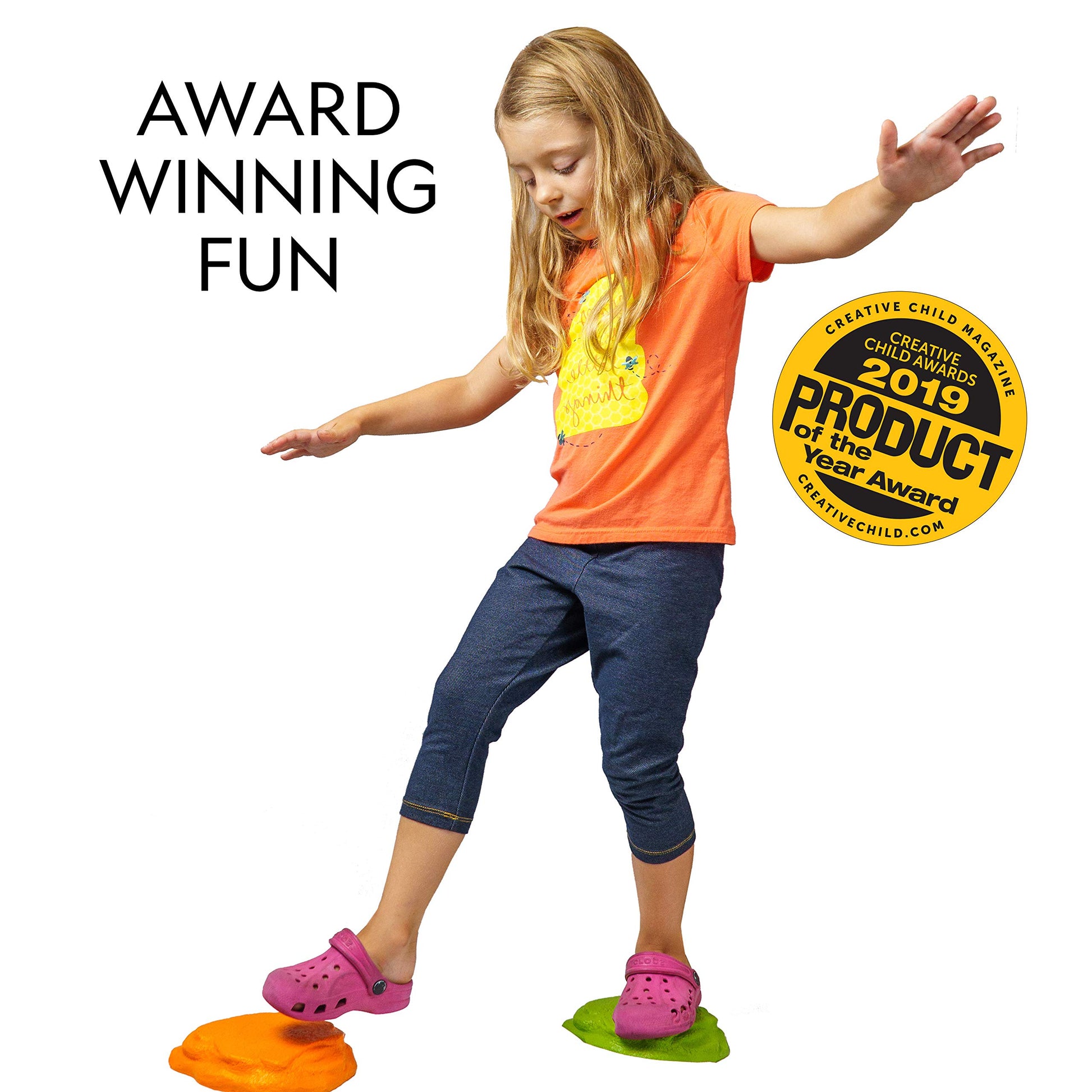 NATIONAL GEOGRAPHIC Stepping Stones for Kids - 10 Soft Durable, Encourage Toddler Balance & Gross Motor Skills, Indoor & Outdoor Toys, Balance Stones