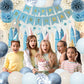 Dusty Blue Party Decorations with Sand Gold Balloons, Happy Birthday Banner, Paper Pompoms, Star Banner for Boys Kids Party Decor (blue)