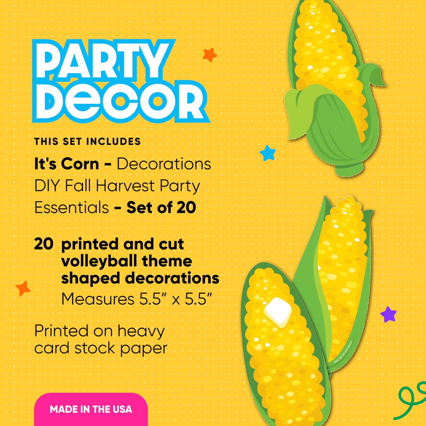 Big Dot of Happiness It's Corn - Decorations DIY Fall Harvest Party Essentials - Set of 20
