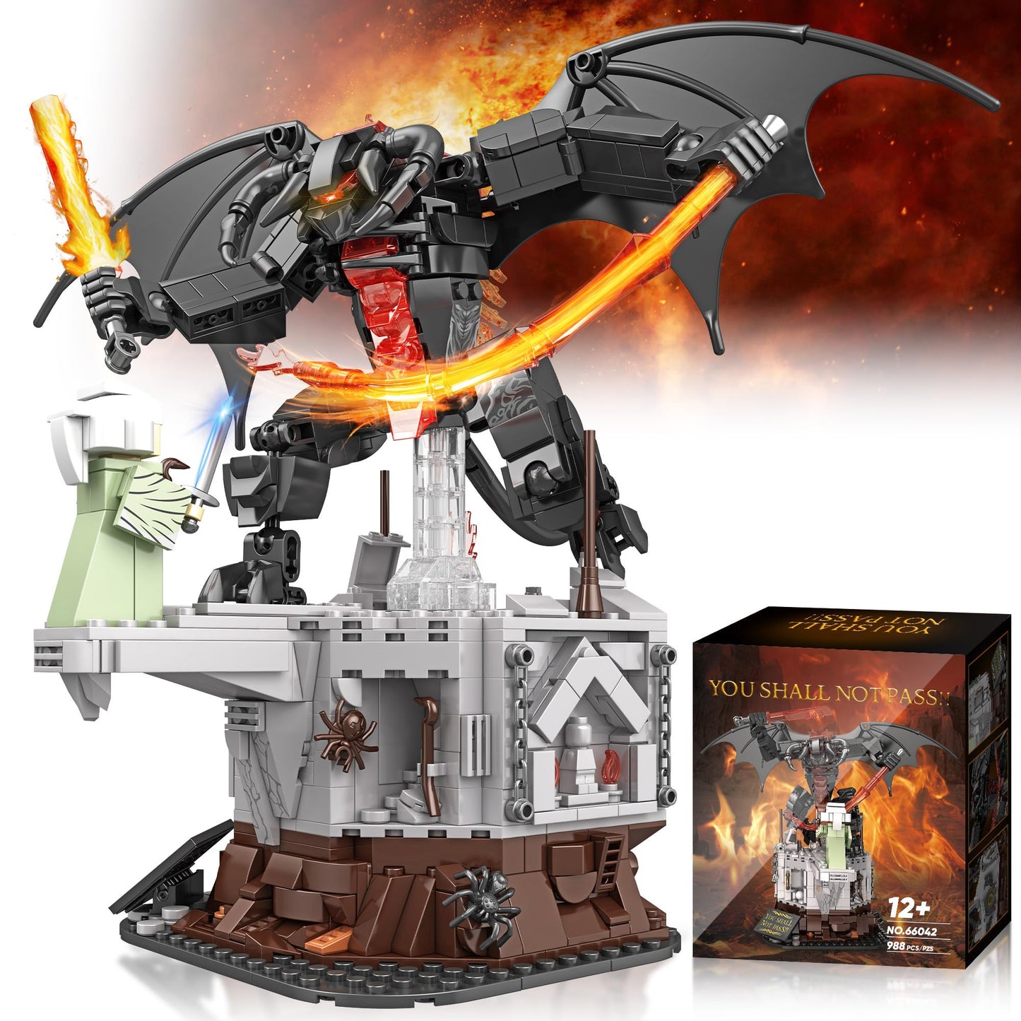 KHEO Magic Rings Battle Construction Building Set, Guardian Showdown Dark Lord Monsters Building Toys, Monsters Building Block Collection Gift