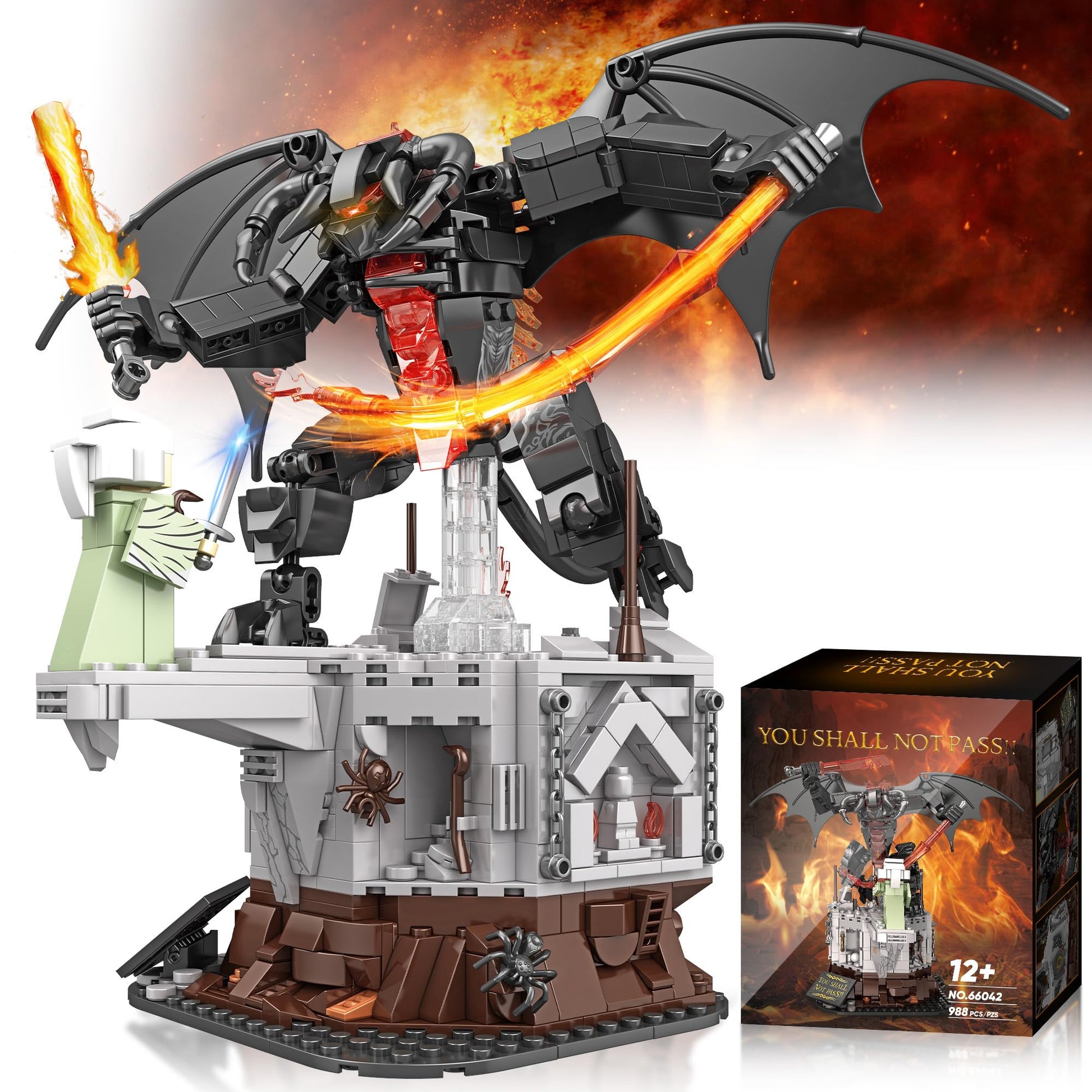 KHEO Magic Rings Battle Construction Building Set, Guardian Showdown Dark Lord Monsters Building Toys, Monsters Building Block Collection Gift