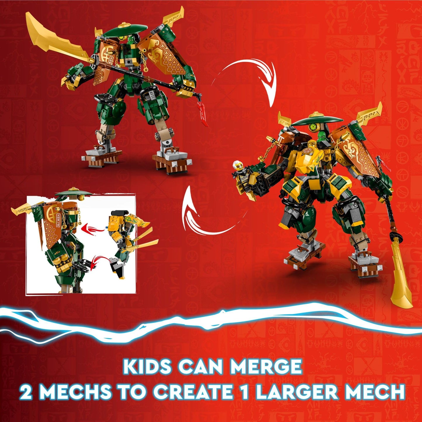 LEGO NINJAGO Lloyd and Arin’s Ninja Team Mechs 71794 Building Toy Set, Featuring 2 Mechs and 5 Minifigures, Idea for Teen Boys, Girls and Kids Ages 9