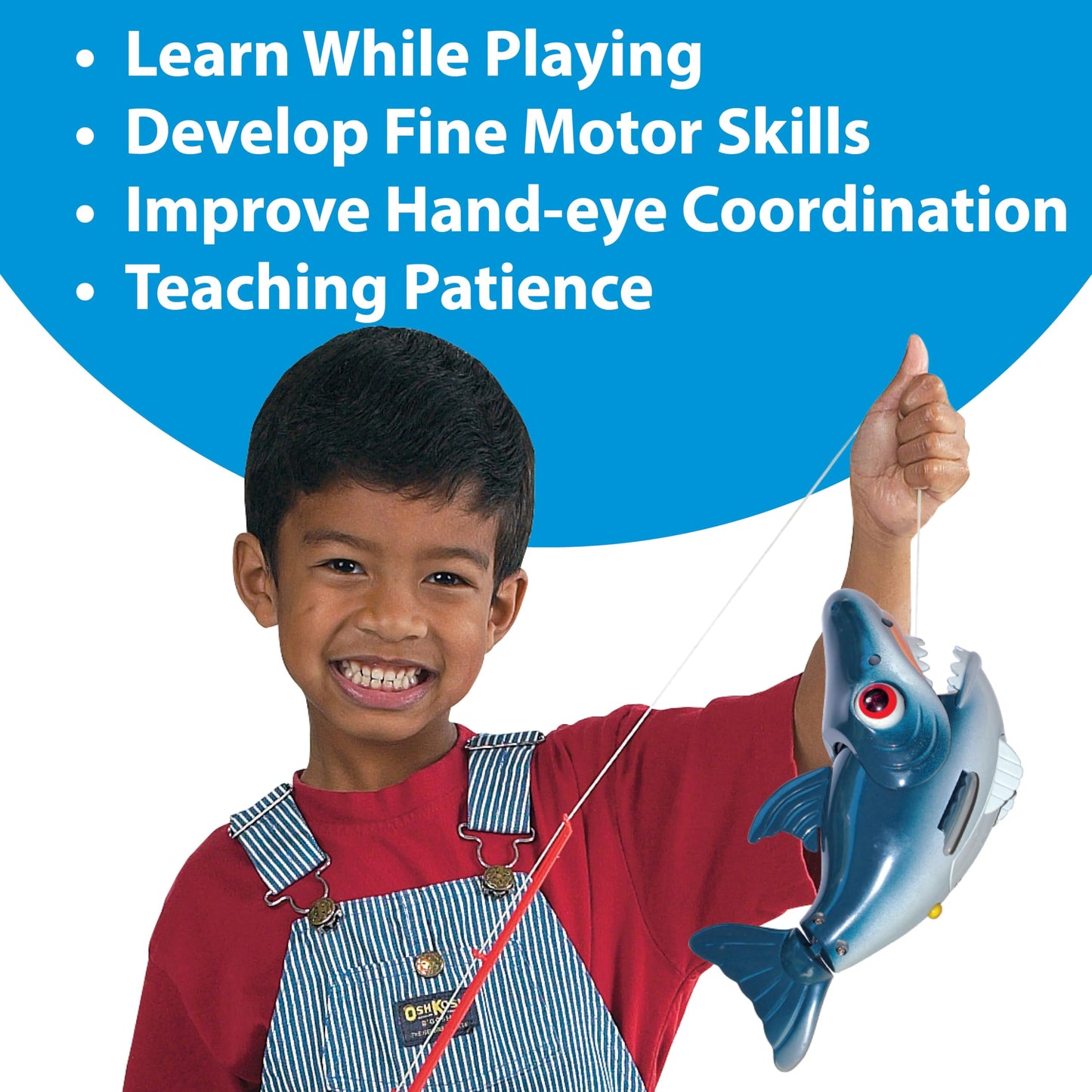 Small World Toys Magnetic Fishing Game, Catch of The Day Shark Fishing Toy for Kids Ages 3+, Includes Kids Fishing Pole and 1 Fish for Toddler Bath
