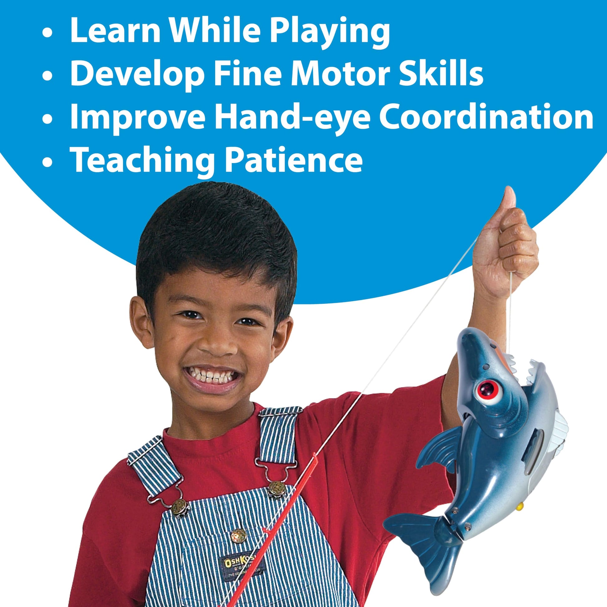 Small World Toys Magnetic Fishing Game, Catch of The Day Shark Fishing Toy for Kids Ages 3+, Includes Kids Fishing Pole and 1 Fish for Toddler Bath