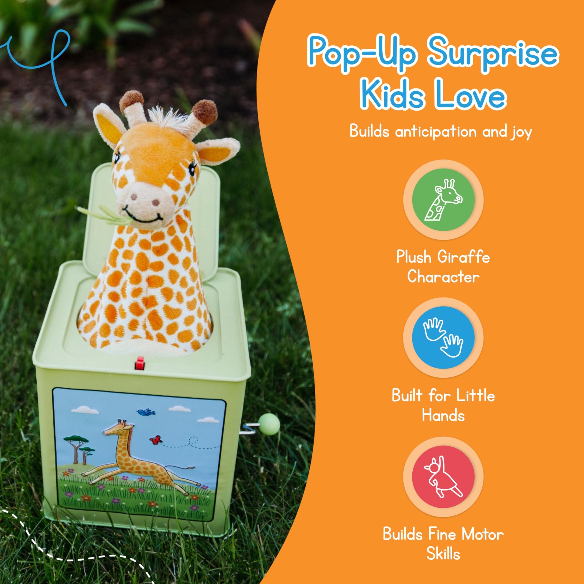 Jack Rabbit Creations Giraffe Jack in the Box - Tin Musical Toy - Ages 3+